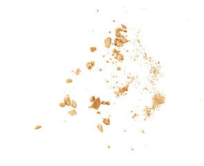 cookies crumbs flying, a pile of cake, cookies flying, grunge graphic overlay element isolated on a...