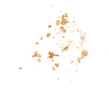 cookies crumbs flying, a pile of cake, cookies flying, grunge graphic overlay element isolated on a transparent background