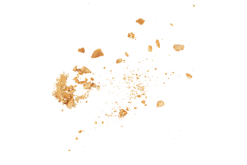 the pile of cake cookies crumbs flying, cookies flying, grunge graphic overlay element isolated on a transparent background