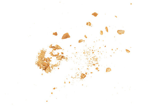 the pile of cake cookies crumbs flying, cookies flying, grunge graphic overlay element isolated on a transparent background