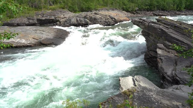 Malselvfossen waterfall in Norway in summer