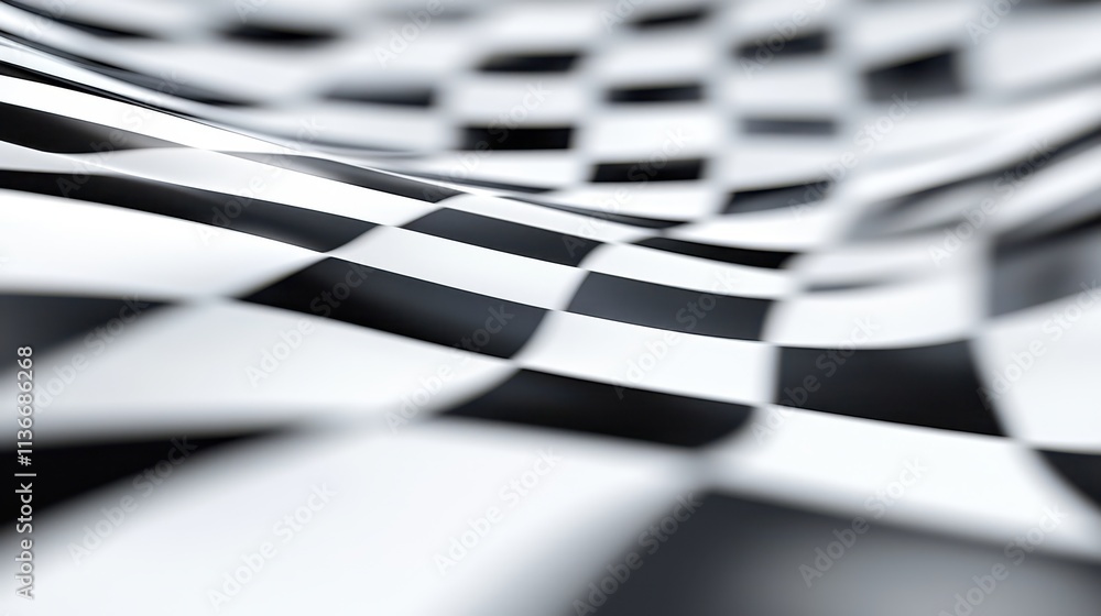 Aufkleber Intriguing Waves of Checkerboard Patterns Create Mesmerizing Optical Illusions in Black and White
