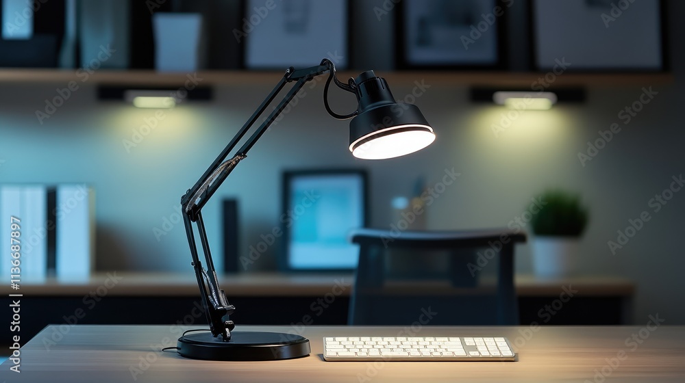 Poster a magnified view of a task lamp with adjustable angles and led lighting for focused work