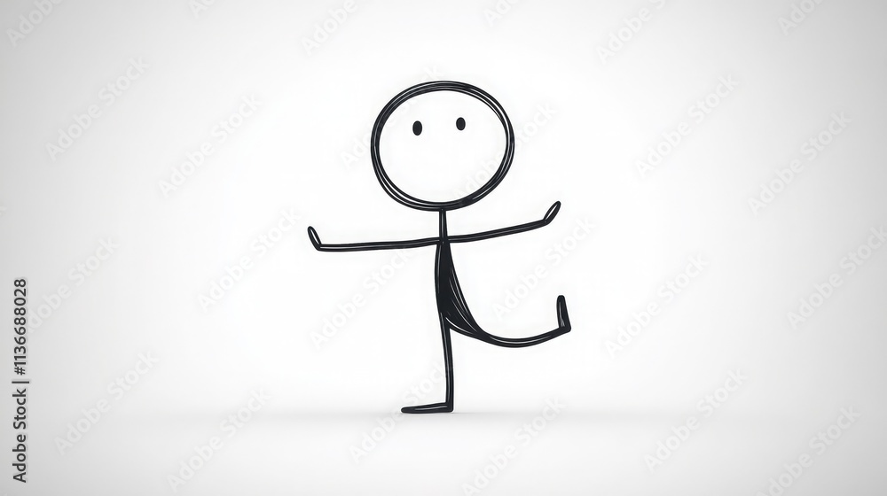 Aufkleber simple abstract character illustration in a playful pose with expressions of joy and happiness again