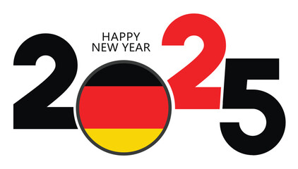 2025 with flag of Germany, New Year 2025 Logo with Germany Flag.
