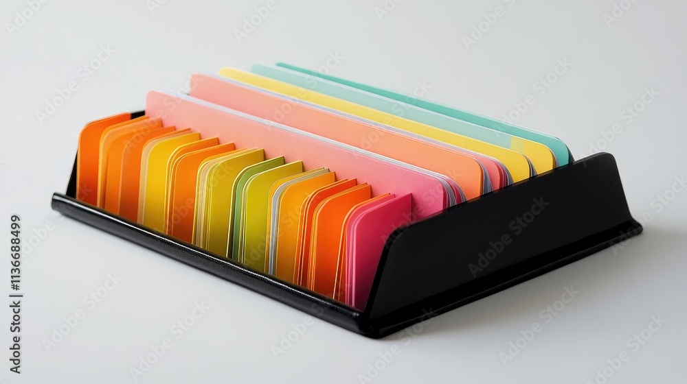 Aufkleber a magnified view of an open document holder with colorful tabs on the side