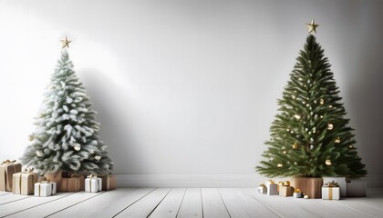 Festive Christmas Trees Presents White Room Winter Holiday