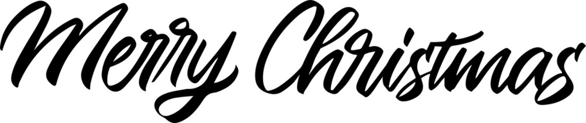 Merry Christmas Artistic Lettering. Handwritten Script Font Calligraphy-Inspired Design. Elegant Bold Winter Promotion. Store Signage. Illustration.