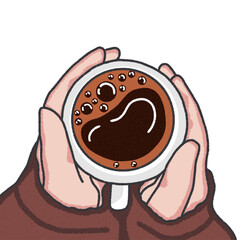 a cup of coffee in winter