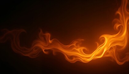Fototapeta premium Fiery orange smoke swirls on black background