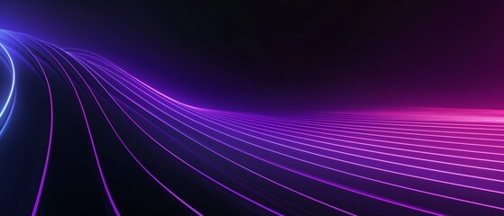 Purple and blue wave with a black background. The wave is very long and has a lot of purple and blue lines