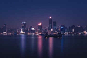 Obraz premium Festive City Skyline with Fireworks Marking the Arrival of 2025