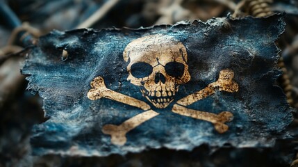A pirate flag with a skull and crossbones painted on it