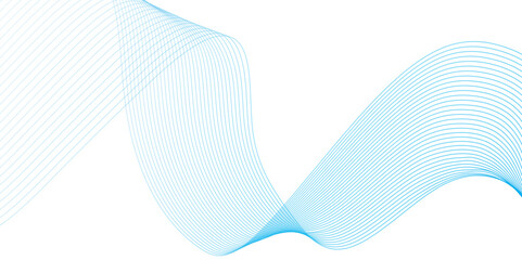 Abstract soft blue glowing wave curved lines background. Digital frequency track equalizer. Vector illustration.