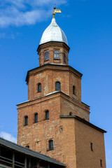 One of the towers on the fortress wall. Veliky Novgorod Kremlin.