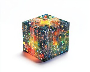 Obraz premium Colorful digital cube representing technology and innovation in the modern world.
