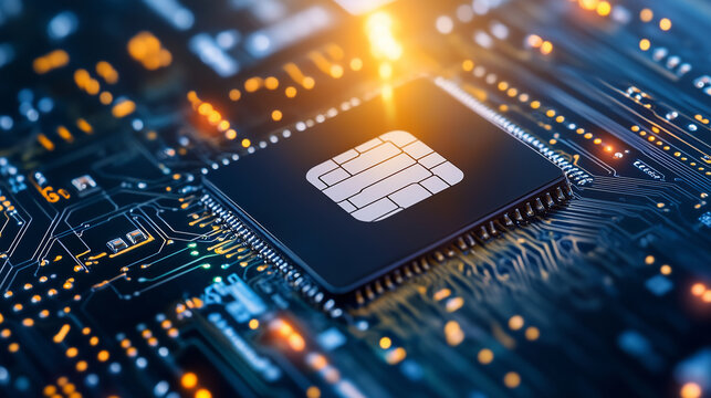 A digital padlock appears on a circuit board, locking a credit card in place, as data flows securely around it, highlighting the importance of online payment protection.