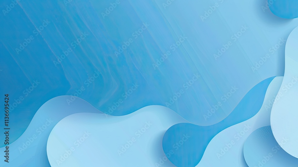Poster abstract blue background with smooth curves and gradients, ideal for digital design.