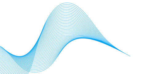 Abstract soft blue glowing wave curved lines background. Digital frequency track equalizer. Vector illustration.