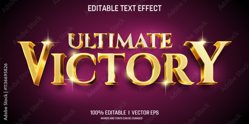 Poster ultimate victory vector 3d text effect with modern style design