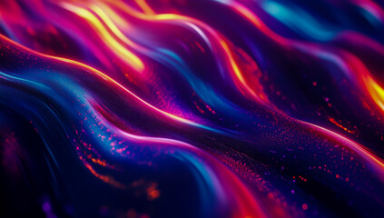 Obraz premium Vibrant abstract background with flowing waves and dynamic fluid shapes, featuring a rich mix of dark blue, orange, red and purple colors, creating a visually appealing and powerful composition.