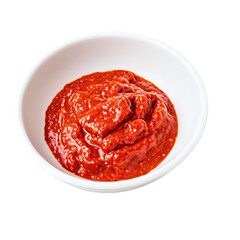 Obraz premium a bowl with tomato paste sauce isolated on transparent background