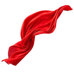 flying in the wind silk red fabric isolated on transparent background