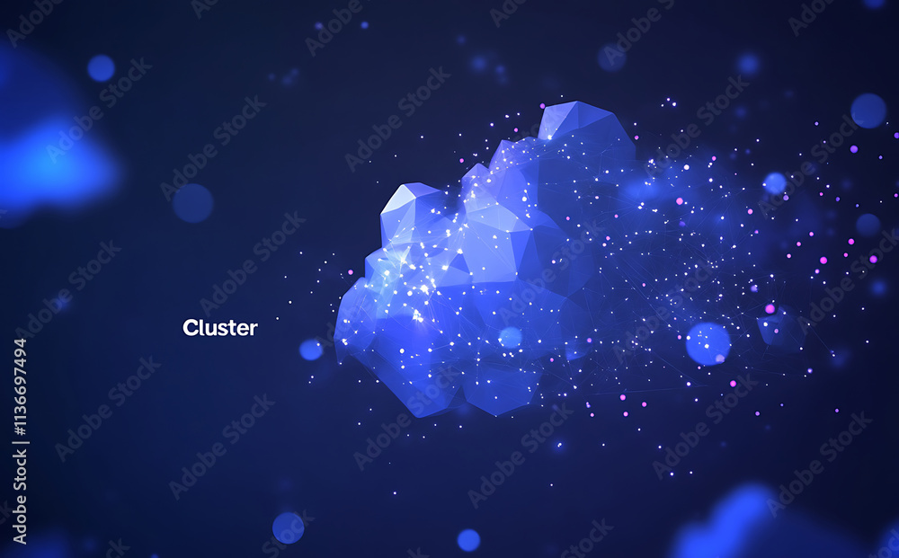 Poster background with particles to represent cluster