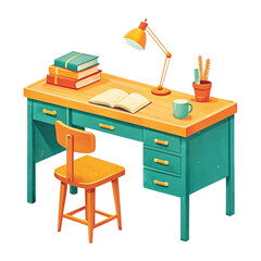illustration of a place to study at home