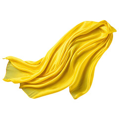 flying in the wind silk yellow fabric isolated on transparent background