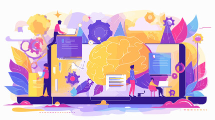 Obraz premium Creative Brainstorming Session with Multitasking Professionals Using Laptops for Strategic Planning