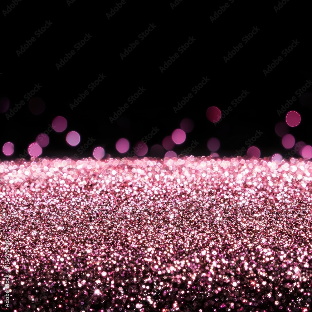 Poster a sparkling pink and purple glitter background with a soft bokeh effect, creating a dreamy and festi