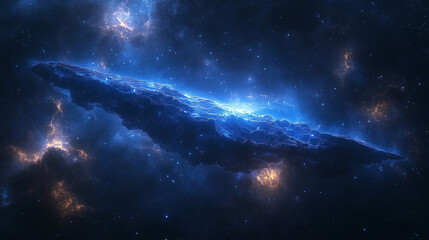 Obraz premium Futuristic astronaut exploring a vibrant cosmic landscape in deep space