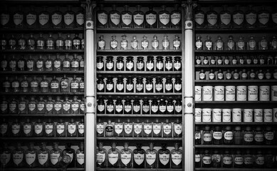 The old drawer cabinet of  apothecary
