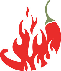 Chili pepper logo. Isolated chili pepper on white background. Fire