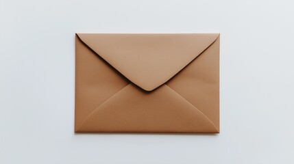 Minimalist brown kraft paper envelope isolated on a clean white background. Captured in crisp, detailed HD with a natural texture and color.
