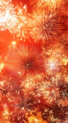 Vibrant fireworks explode in a dazzling display of colors against a dark background, celebrating joy and festivity.