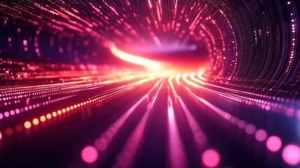 Obraz premium Cybernetic graphic representation of virtualization with dynamic data flows and radiant network nodes