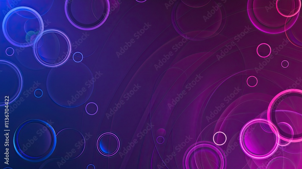Poster abstract design featuring colorful bubbles on a gradient background.