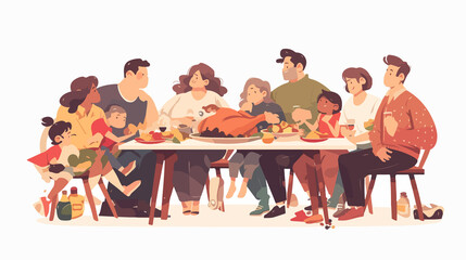 Festive family dinner scene with adults eating at holiday dining table