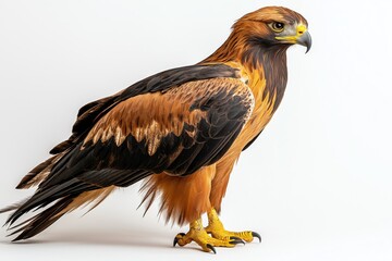 Fototapeta premium Studio photo of an eagle isolated against a white background. Wildlife and conservation concept, space for copy.
