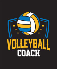 Volleyball Graphics Design with Volleyball Coach Text and Shape star Volleyball Vector
