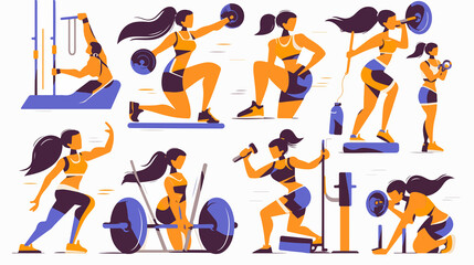 Flat Vector Fitness & Gym Logo Set for Design Projects