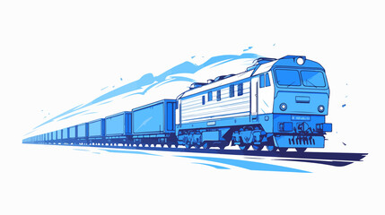 Fototapeta premium Freight Train Vector Line Icon on White Background