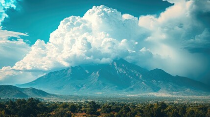 Majestic Mountains Underneath a Massive Cumulus Cloud Formation