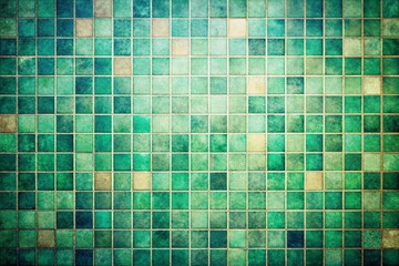 Fototapeta premium Vintage Style Photography of a Gradient Green and Blue Square Background Featuring an Abstract Mosaic Pattern Composition in 3D Illustration for Artistic Design Projects