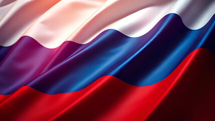 Fototapeta premium The Russian flag billows in the wind. Ai Generated.