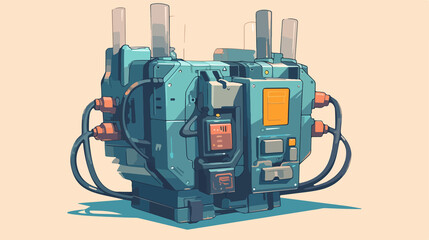 Fototapeta premium High Voltage Transformer Sketch Icon in Flat Vector Style