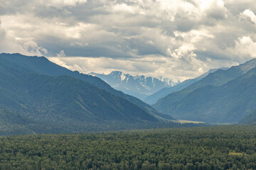 Fototapeta premium Beautiful view of Belukha mountain. Tyungur village, Altai republic, Russia