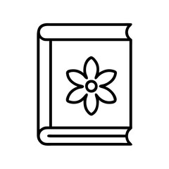 book with floral pattern icon, book lovers day line art, book lovers day icon - simple black line art icon of book with floral pattern, for book lovers day celebrations. book lovers day vector art.